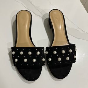 Size 8 black bejewelled sandals